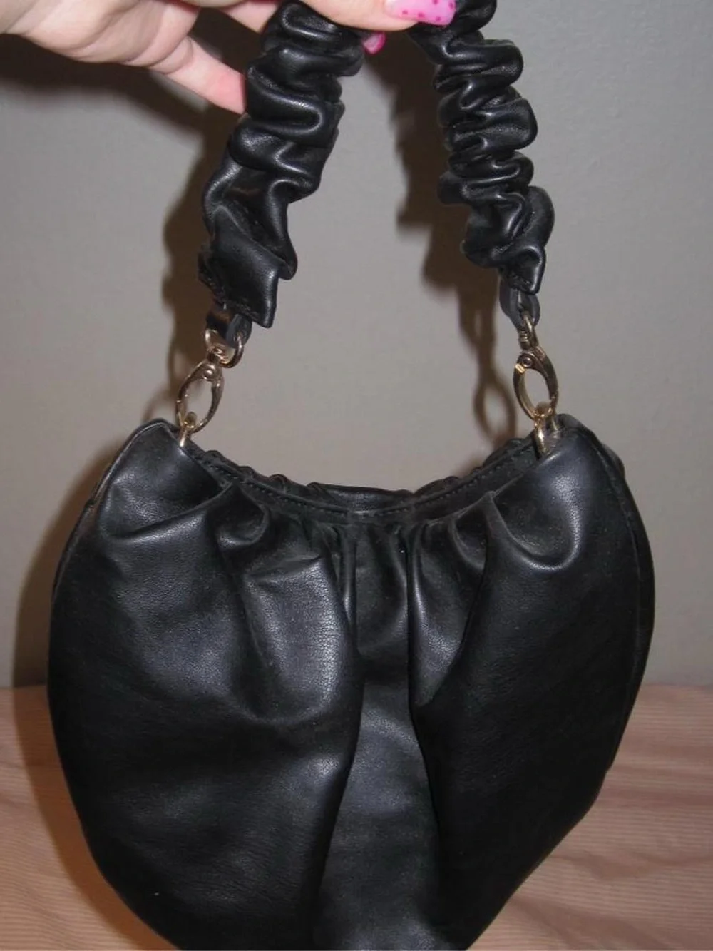 wild fable Black Ruched-Handle Crescent Hobo Bag